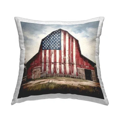 Stupell Industries Americana Barn View Printed Outdoor Throw Pillow Design By Petal Prints Design In Red