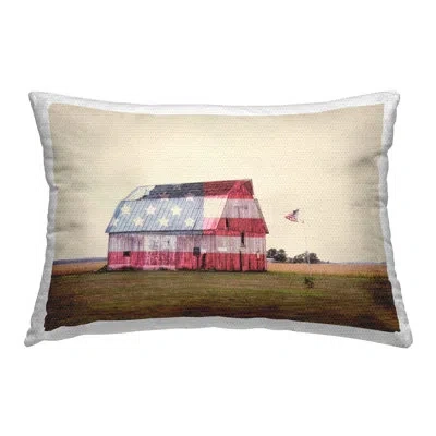Stupell Industries Americana Country Barn Outdoor Printed Pillow By Daniel Sproul In White;green;red