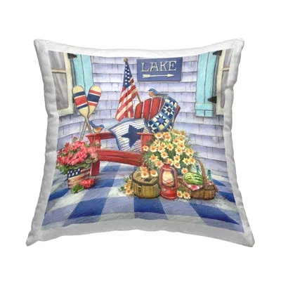Stupell Industries Americana Porch View Decorative Printed Throw Pillow By Geoff Allen In Blue