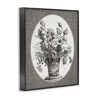 Stupell Industries Antique Flower Pot Framed Giclee Art, Design By Lettered And Lined In Midnight Black Framed Giclee