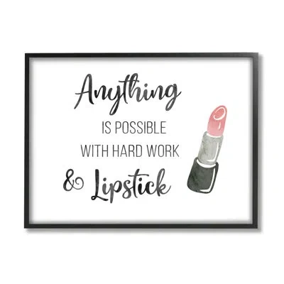 Stupell Industries Anything Possible With Lipstick Glam Makeup Inspiration By Cad Designs - Floater Frame Graphic Art O In Midnight Black Framed Giclee