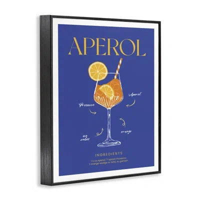 Stupell Industries Aperol Cocktail Recipe Framed Giclee Art, Design By Lettered And Lined In Midnight Black Framed Giclee