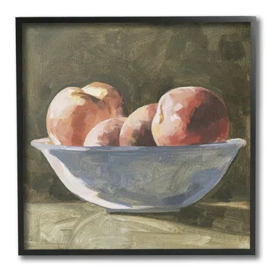 Stupell Industries Apples In Bowl Still Life Framed Giclee Art By Emma Caroline In Midnight Black Framed Giclee