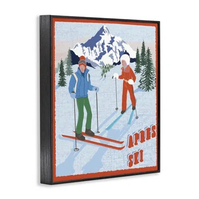Stupell Industries Apres Ski Winter Fun Giclee Art, Design By Jo Reid In Midnight Black Framed Giclee