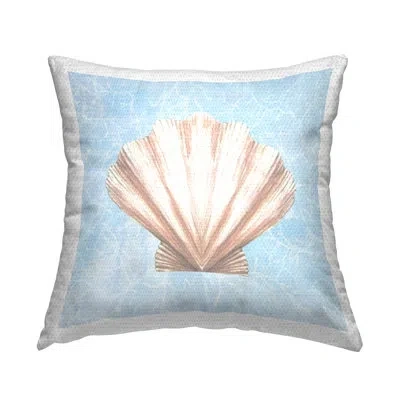 Stupell Industries Aquatic Clam Shell Water Pattern Outdoor Printed Pillow By Diannart In Blue;beige