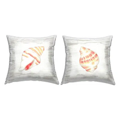 Stupell Industries Aquatic Conch Shells 2 Piece Outdoor Printed Pillow Set By Anne Bailey In White;red;yellow
