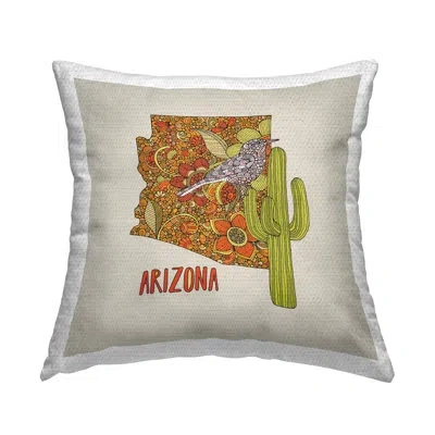 Stupell Industries Arizona State Cactus Florals Outdoor Printed Pillow By Valentina Harper In Black;green;orange