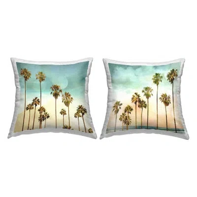 Stupell Industries Ascending Heights Palm Trees 2 Pc Outdoor Printed Pillow Set By Devon Davis In Blue