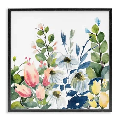Stupell Industries Assorted Spring Blooms Framed Giclee Art By Kim Allen In Midnight Black Framed Giclee