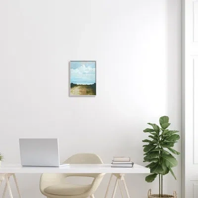 Stupell Industries Atmospheric Blue Clouds Over Rural Country Path By Cloverfield & Co. - Floater Frame Painting On Can In Farmhouse Gray Framed Giclee