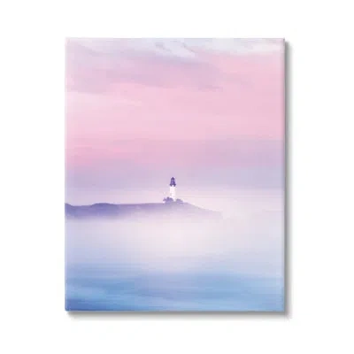 Stupell Industries Au-531-canvas Foggy Pink & Purple Lighthouse Sky On Canvas By Dennis Frates Photograph In Blue;white;purple