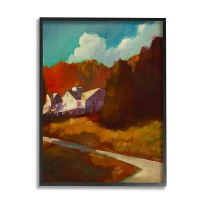 Stupell Industries Autumn Foliage Landscape Framed On Wood By Eddie Barbini Painting In Midnight Black Framed Giclee