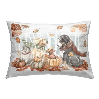 Stupell Industries Autumn Fun Dogs Printed Outdoor Throw Pillow Design By Mary Urban In White