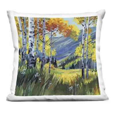 Stupell Industries Autumn Golden Birch Grove Decorative Printed Throw Pillow, Design By Kate Jarvik Birch In Blue