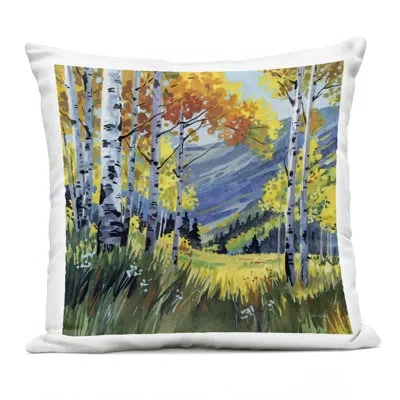 Stupell Industries Autumn Golden Birch Grove Outdoor Printed Pillow, Design By Kate Jarvik Birch In Blue