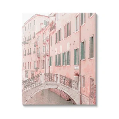 Stupell Industries Aw-288-canvas City Canal Bridge On Canvas By Erin Marie Photograph In Pink
