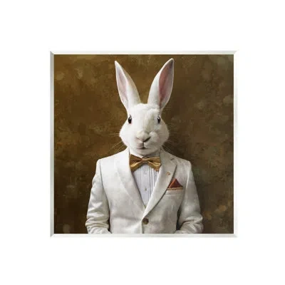 Stupell Industries Az-121-framed White Rabbit In Suit By Roozbeh In Brown