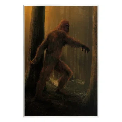Stupell Industries Az-876-wood Big Foot In Nature On Canvas By Vincent Hie Print In Brown