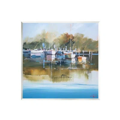 Stupell Industries Ba-063-framed Boat Marina Painting In Green