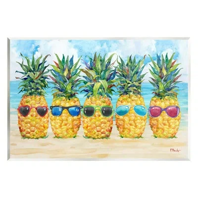 Stupell Industries Ba-064-framed Pineapples And Sunglasses By Paul Brent In Blue;green;yellow