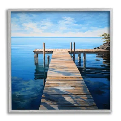 Stupell Industries Ba-087-framed Seaside Dock Boardwalk On Canvas Print In Farmhouse Gray Framed Giclee