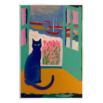 Stupell Industries Ba-294-wood Black Cat In Doorway In Multi-color