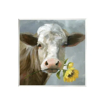 Stupell Industries Ba-309-wood Cow With Sunflower Painting By Nan In Brown