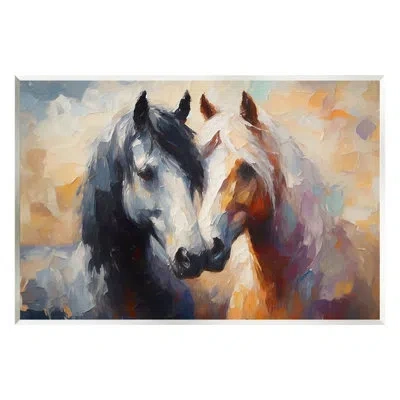 Stupell Industries Ba-379-wood Hugging Horses Painting By Ramona Murdock In Tan