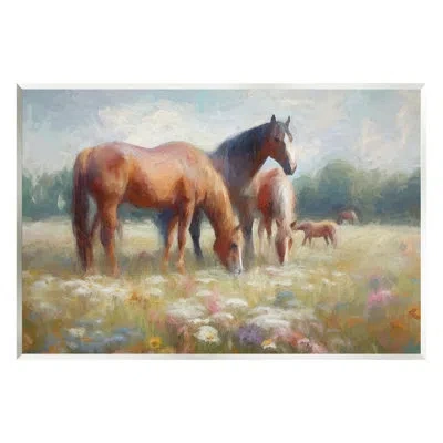Stupell Industries Ba-383-wood Horse Family In Meadow By Ramona Murdock In Multi-color