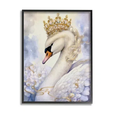 Stupell Industries Ba-430-framed Elegant Princess Swan By The Dutch Lady Single Picture Frame Print On Canvas In Midnight Black Framed Giclee