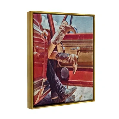 Stupell Industries Ba-656-floater Romantic Cowboy Boots Couple By Jesse Keith Floater Frame Print On Canvas In Metallic Gold Floater Frame