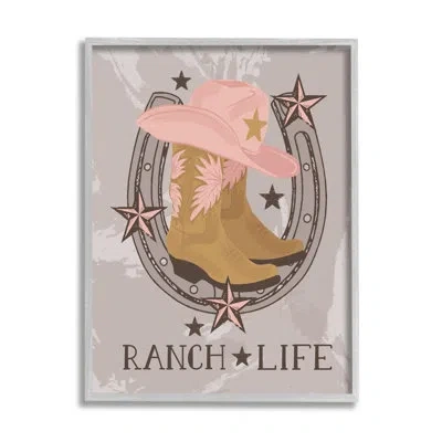 Stupell Industries Ba-677-floater Ranch Life Cowgirl Horseshoe By Lisa Perry Whitebutton Single Picture Frame Print On  In Farmhouse Gray Framed Giclee