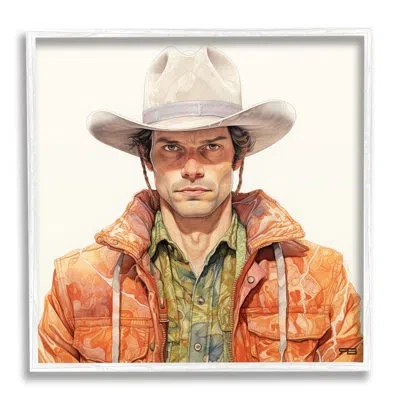 Stupell Industries Ba-693-wood Country Cowboy Portrait By Rb Print In Orange