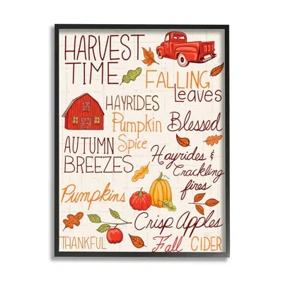 Stupell Industries Ba-820-framed Cozy Fall Activities By Diane Labombarbe Single Picture Frame Print On Canvas In Midnight Black Framed Giclee