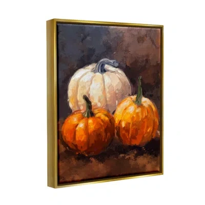 Stupell Industries Ba-826-floater Pumpkin Still Life Framed On Canvas Print In Metallic Gold Floater Frame