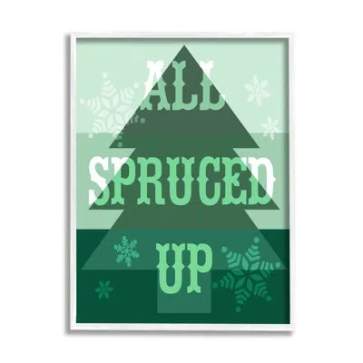 Stupell Industries Ba-844-framed All Spruced Up Holiday Pun By Lil' Rue Single Picture Frame Print On Canvas In Coastal White Framed Giclee