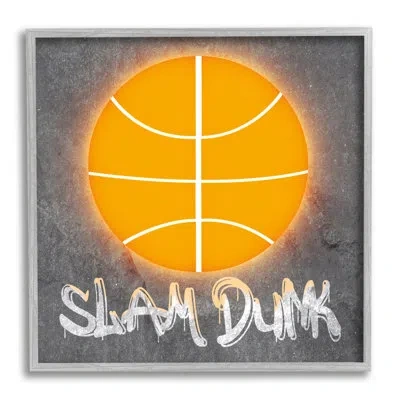 Stupell Industries Ba-868-framed Slam Dunk Urban Sports Framed On Wood Print In Farmhouse Gray Framed Giclee