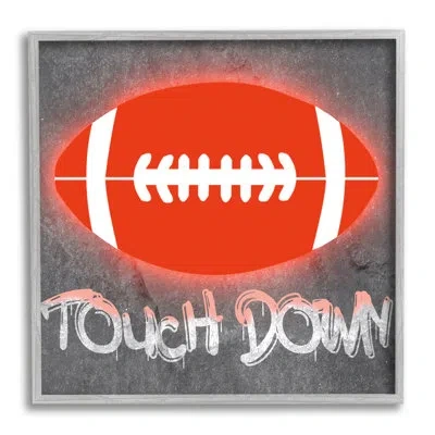 Stupell Industries Ba-869-framed Touch Down Urban Sports Wrapped Canvas Print In White;gray;orange