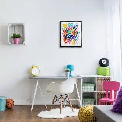 Stupell Industries Ba-876-floater Urban Graffiti Hearts Framed On Canvas Print In Jet Black Floater Frame