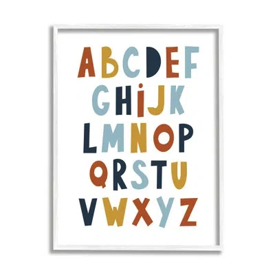 Stupell Industries Ba-881-framed Natural Tones Alphabet By Alina Sagirova Single Picture Frame Print On Canvas In Coastal White Framed Giclee