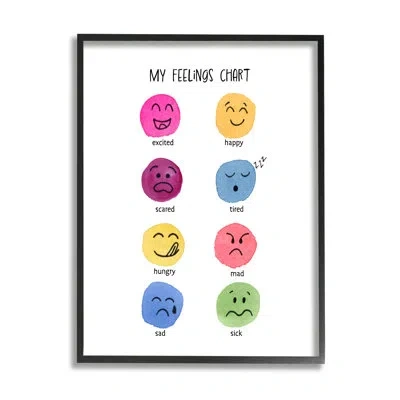 Stupell Industries Ba-882-framed Children's Feelings Chart By Corinne Rose Designs Single Picture Frame Print On Canvas In Midnight Black Framed Giclee