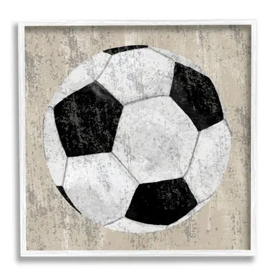 Stupell Industries Ba-907-framed Rustic Sports Soccer Ball By Kim Allen Single Picture Frame Print On Canvas In Coastal White Framed Giclee
