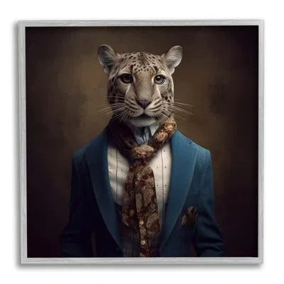 Stupell Industries Ba-915-framed Fancy Fashion Leopard Framed On Wood Print In Farmhouse Gray Framed Giclee