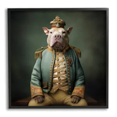 Stupell Industries Ba-916-framed Dog In Elegant Clothes Single Picture Frame Print On Canvas In Midnight Black Framed Giclee