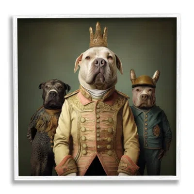 Stupell Industries Ba-918-framed Dogs Wearing Regal Clothes In Coastal White Framed Giclee