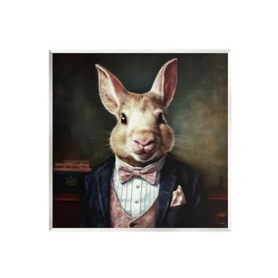 Stupell Industries Ba-919-wood Classy Fashion Rabbit On Canvas Print In Multi-color