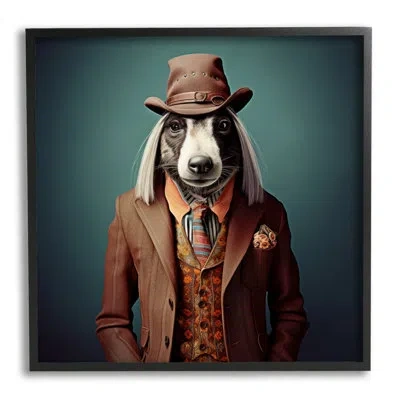 Stupell Industries Ba-922-framed Vintage Fashion Dog Single Picture Frame Print On Canvas In Midnight Black Framed Giclee