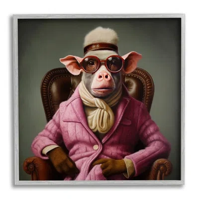 Stupell Industries Ba-931-framed Snazzy Animal Fashion Framed On Wood Print In Farmhouse Gray Framed Giclee
