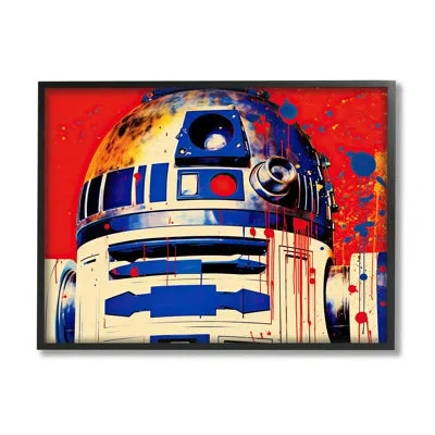 Stupell Industries Ba-988-framed Urban Paint Splatter Robot By Birch&ink Single Picture Frame Print On Canvas In Midnight Black Framed Giclee