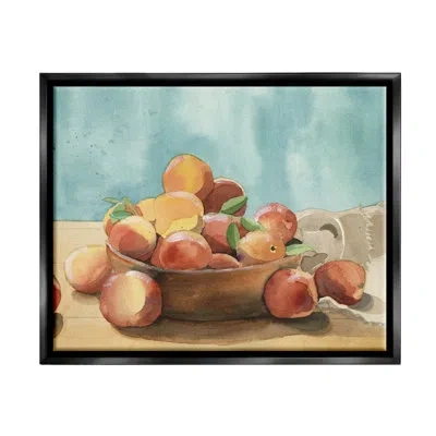 Stupell Industries Ba-993-floater Kitchen Peaches Still Life Framed On Canvas Print In Jet Black Floater Frame